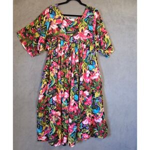 Vintage 90's Patchouli Floral Maxi Dress Women Medium Cottagecore Boho Festival